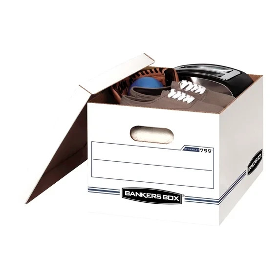 Bankers Box Basic Duty Letter/Legal File Storage Box with Lids, 10 Pack, White C