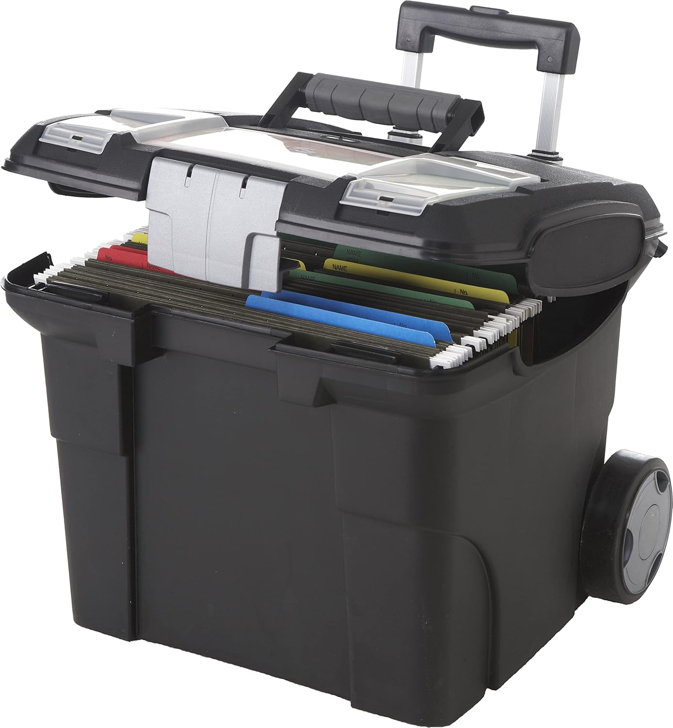 Portable File Box on Wheels, 15 X 16 X 14.25 Inches, Black (61507U01C)