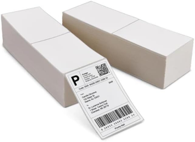 Fanfold 4 x 6 Direct Thermal Shipping Labels (2 Stacks – 4000 Total Labels)