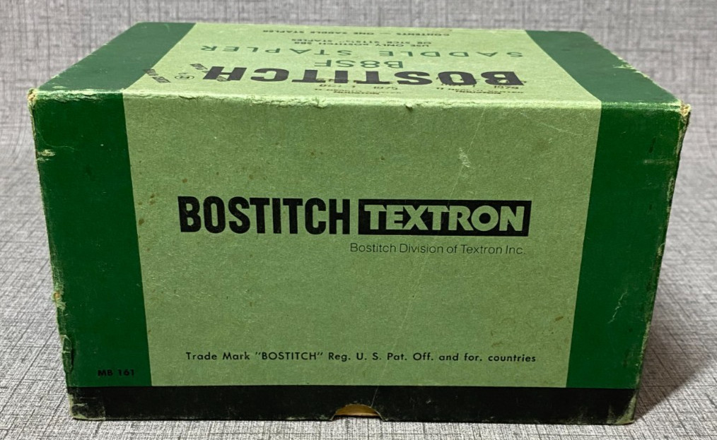Vintage 1970’s Green Bostitch B8SF Saddle Stapler With Box Excellent Condition