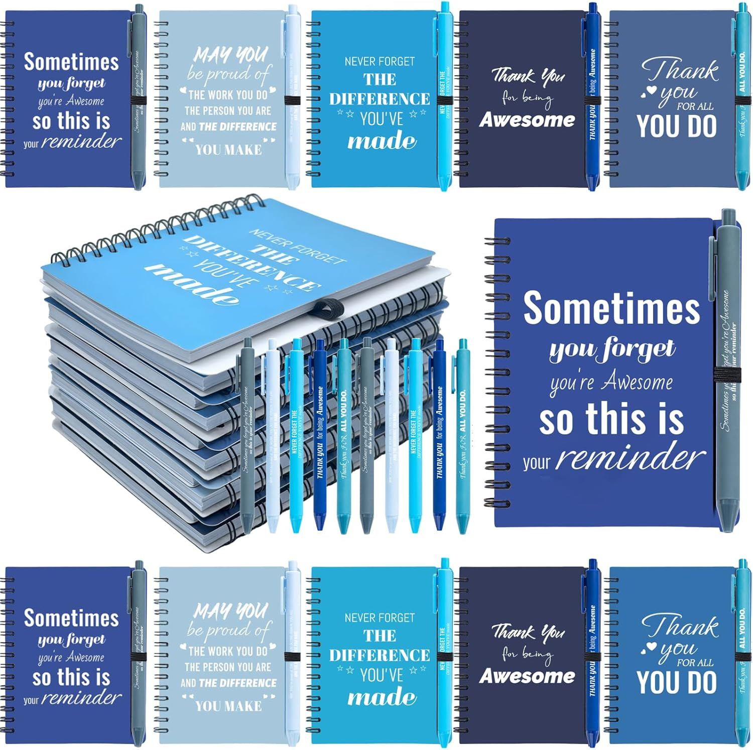 10 Sets/20 Pcs Employee Appreciation Gifts Bulk – Inspirational Notebooks with M