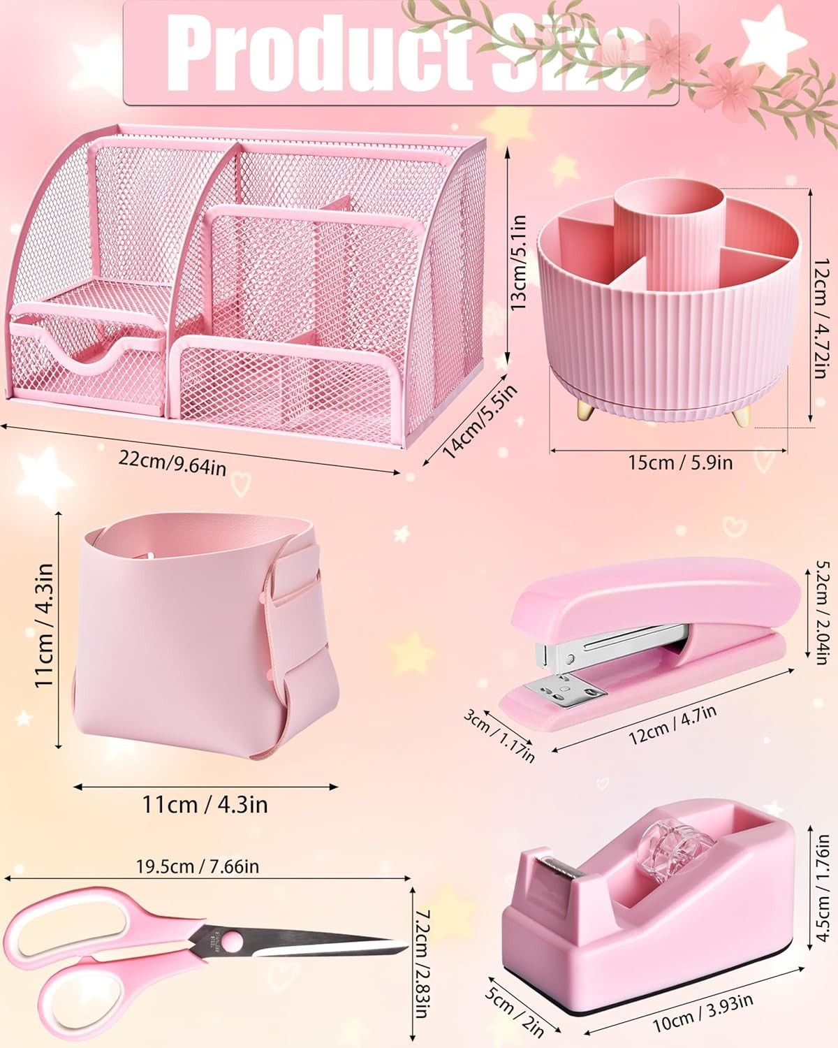 Comprehensive Pink Desk Organizers Set – 21 Pieces for Ultimate Workspace Style!