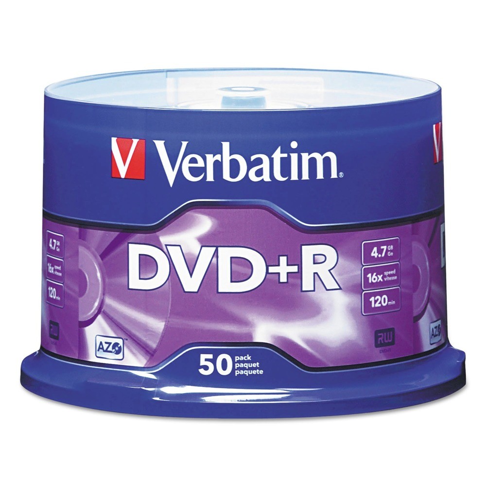 Verbatim 95037 4.7 GB 16x DVD R Recordable Disc – Matte Silver (50/Pack) New