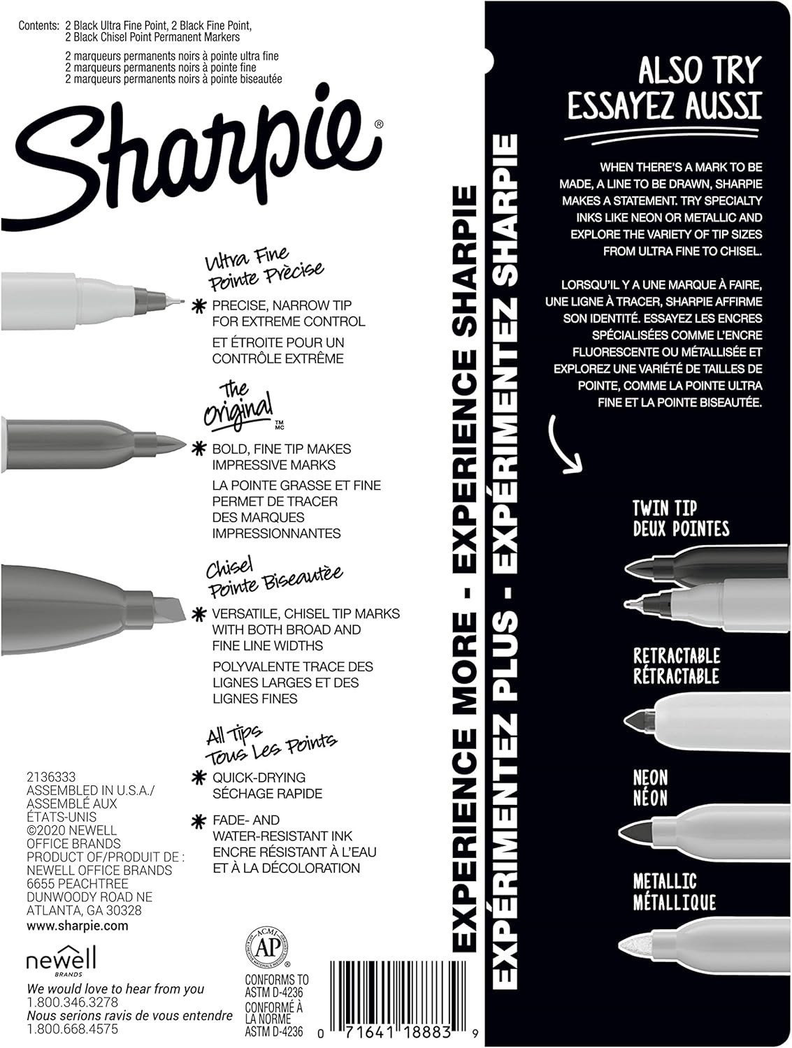 Marker Set Black 6 Count Permanent Markers Variety Pack
