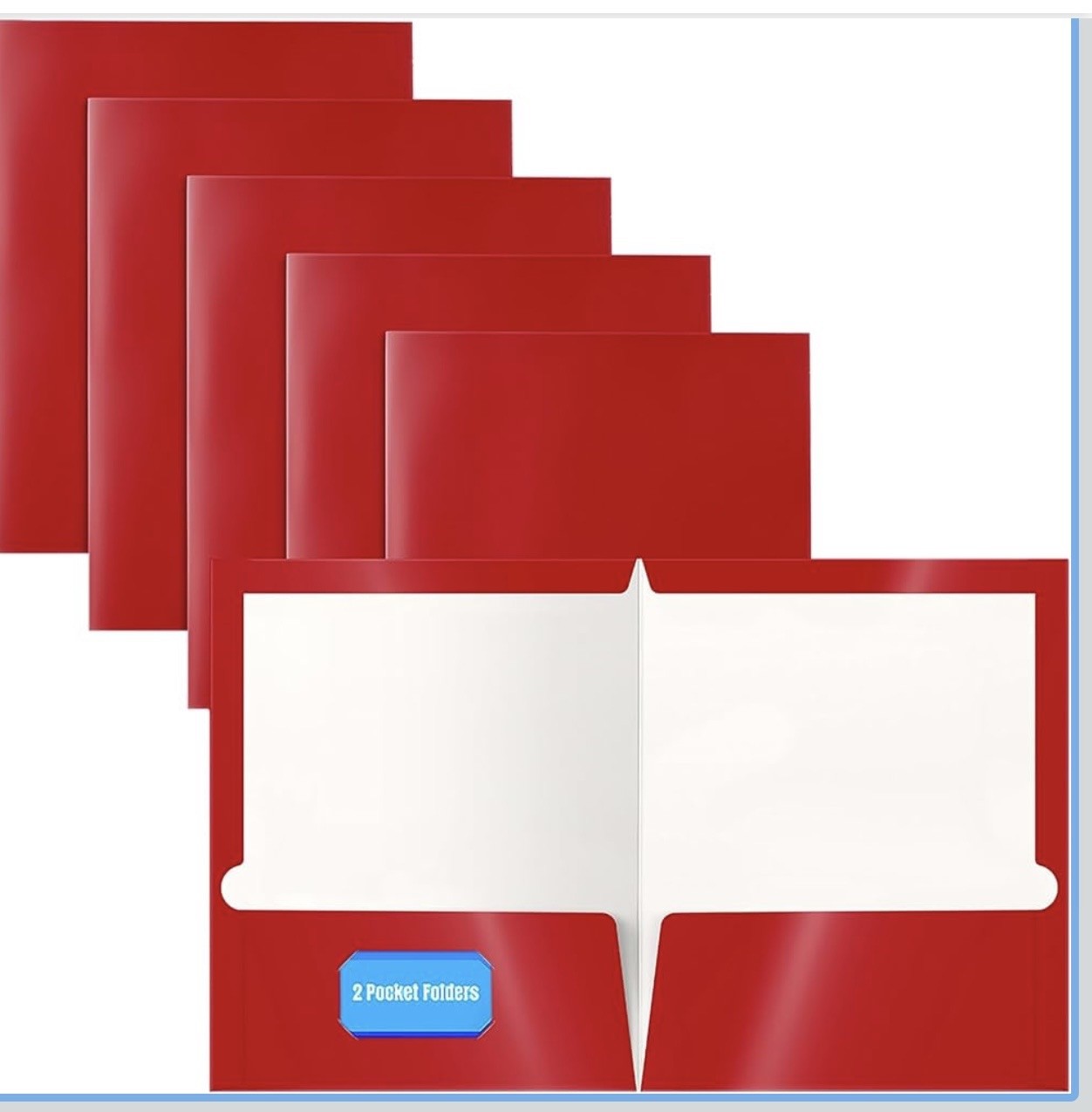 Better Office Products 2 Pocket Glossy Laminated RED Paper Folders, Letter Si…