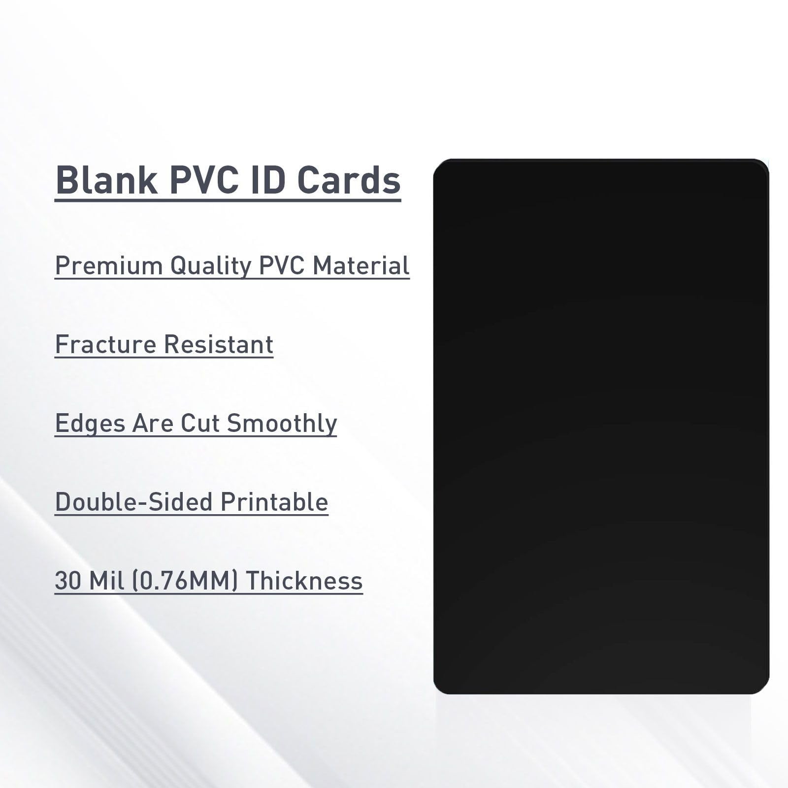 Premium Blank Black PVC ID Card Badge Graphics Quality CR80 30Mil 500 Pack