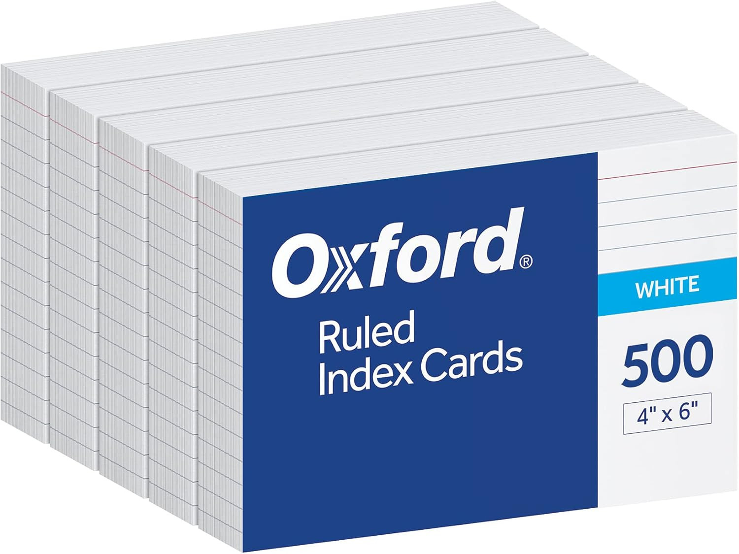 Index Cards, 500 Pack, 4X6 Index Cards, Ruled on Front, Blank on Back, White, 5