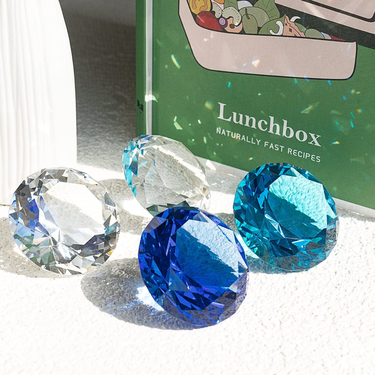 LONGWIN 50mm (2″) Crystal Faceted Diamond Paperweight Wedding 50mm, Clear