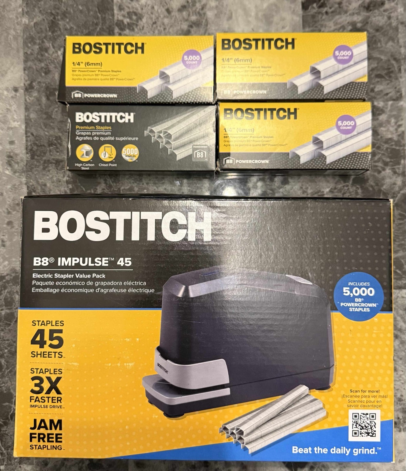 BOSTITCH B8 Impulse 45 Electric Stapler (staples up to 45 sheets, jam-free Black