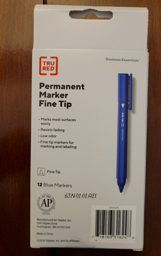 TRU RED PERMANENT MARKERS FINE TIP BLUE Dozen TR54536 – NEW SHIPS FAST 3 Day !!