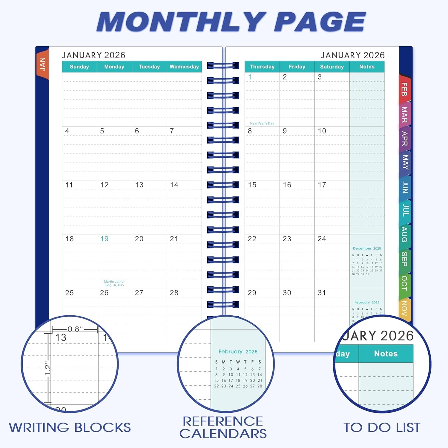 Navy Blue 2026 Pocket Planner with Weekly & Monthly Layout – On-the-Go Essential