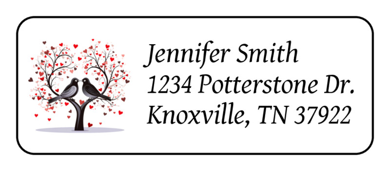 30 Valentines day return address labels personalized love birds