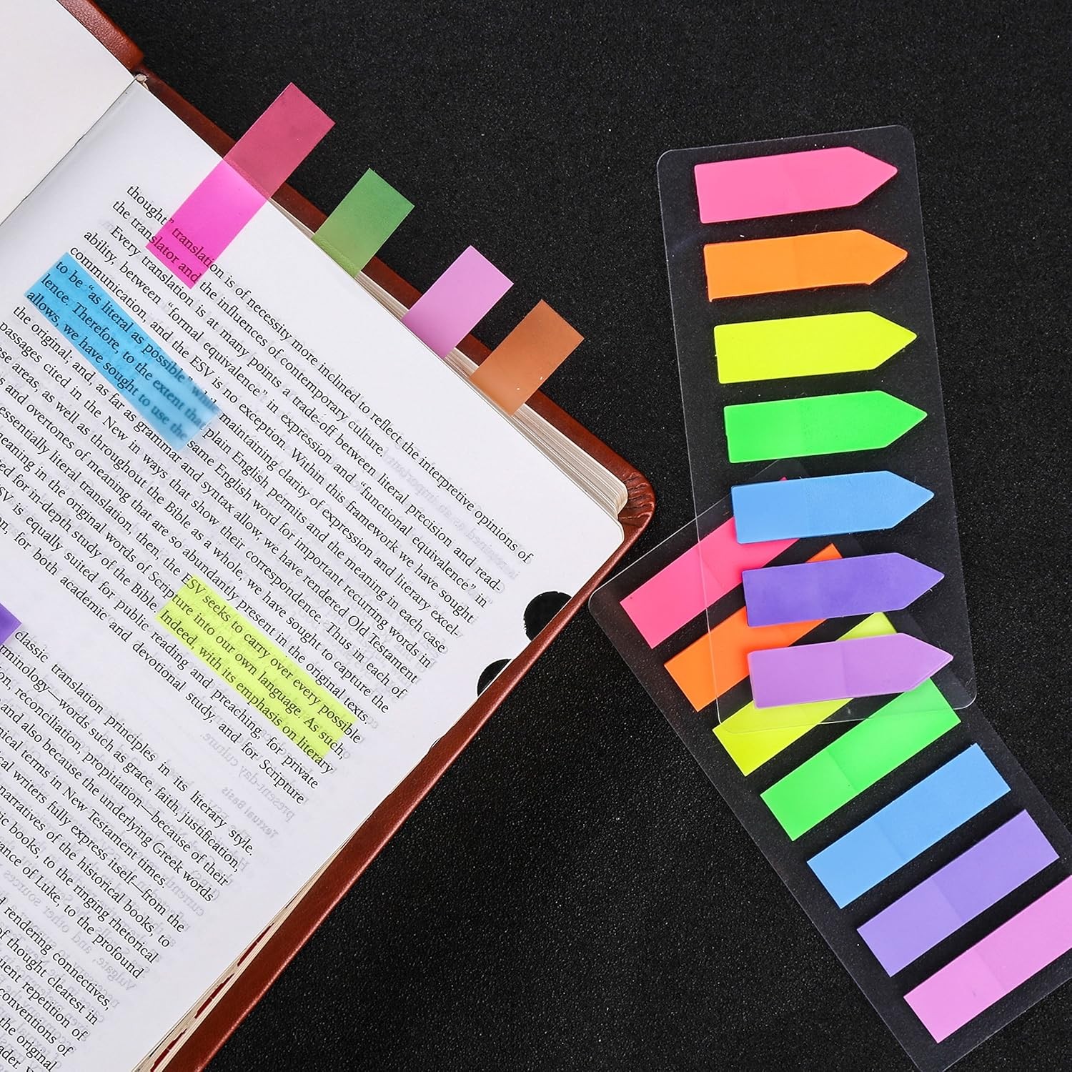 Lysas 4 Sets Neon Page Markers Colored Index Tabs, Fluorescent Sticky Note for P