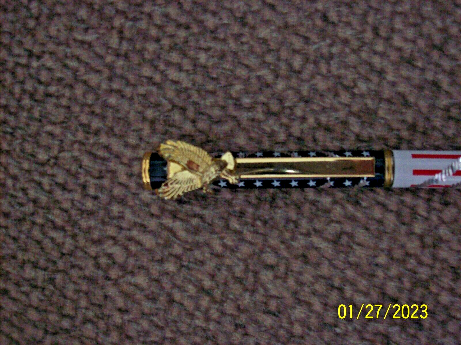 New, 2 Unbranded USA Flag Ball Point Pen with Eagle Clip