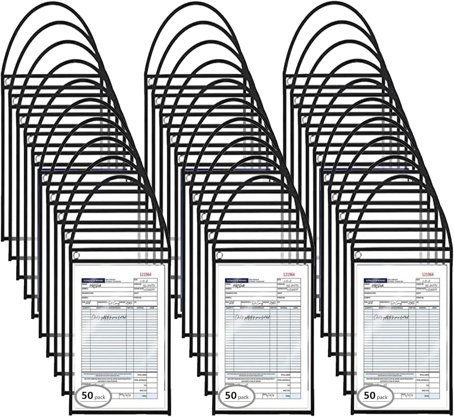 50 Pack Shop Ticket Holders Job Ticket Holders Work Order Holder Pockets, 9 X 12