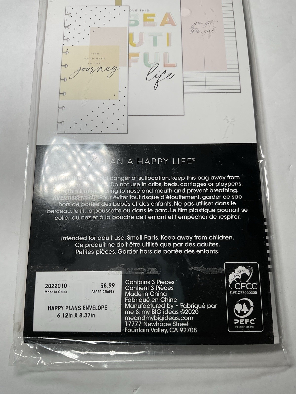 Happy Planner You Got This Girl Plastic Envelopes, 6.12″ x 8.37″, Pack of 3