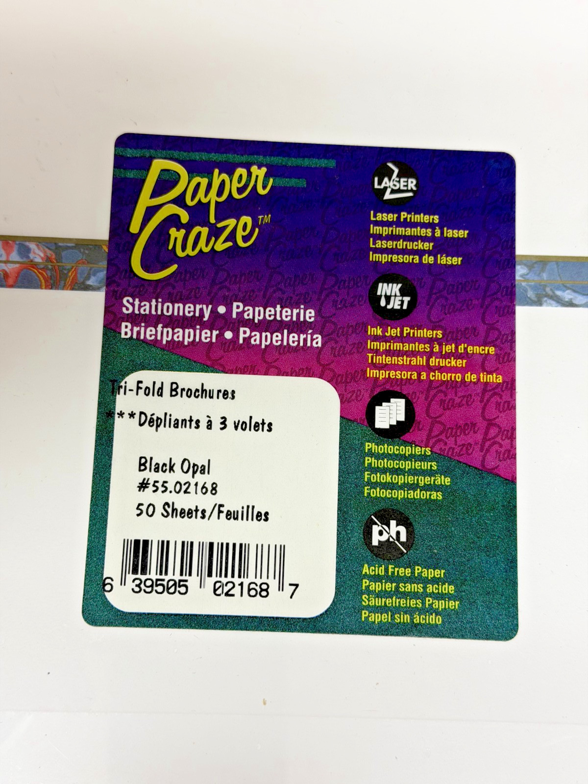 Paper Craze Tri-Fold Brochures 50 Sheets Black Opal, Acid Free Stationary Paper