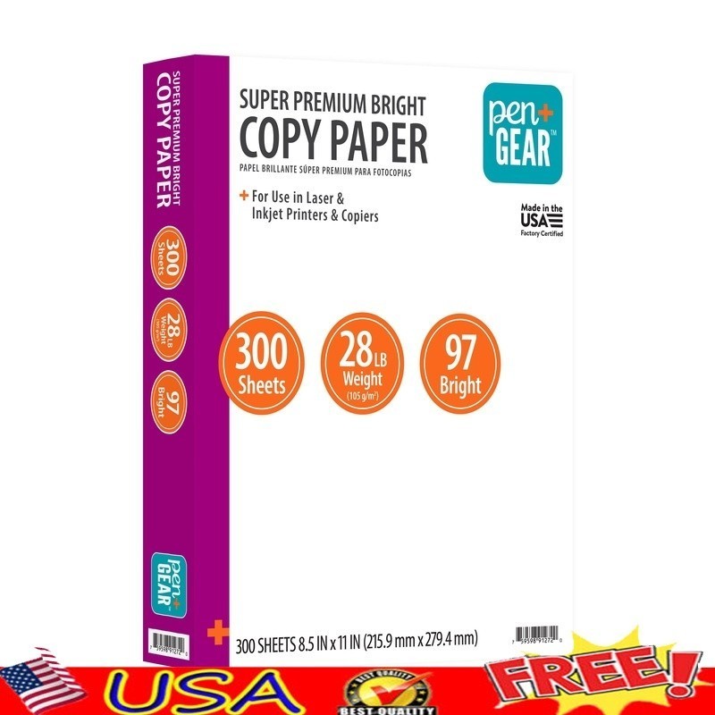 Premium Bright White Printer Paper 28 lb 300 Sheets Jam Free Copier Inkjet Laser