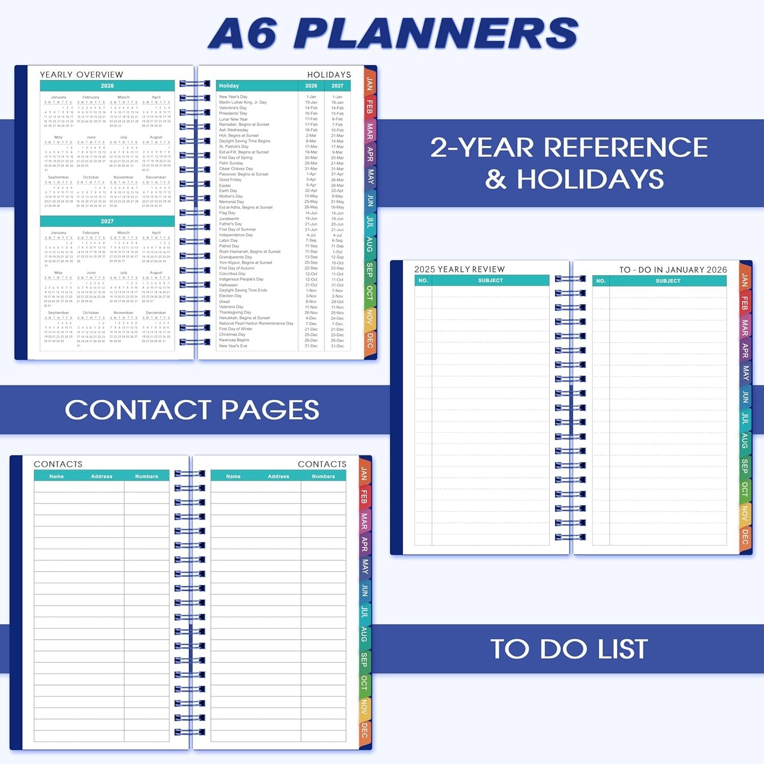 Navy Blue 2026 Pocket Planner with Weekly & Monthly Layout – On-the-Go Essential