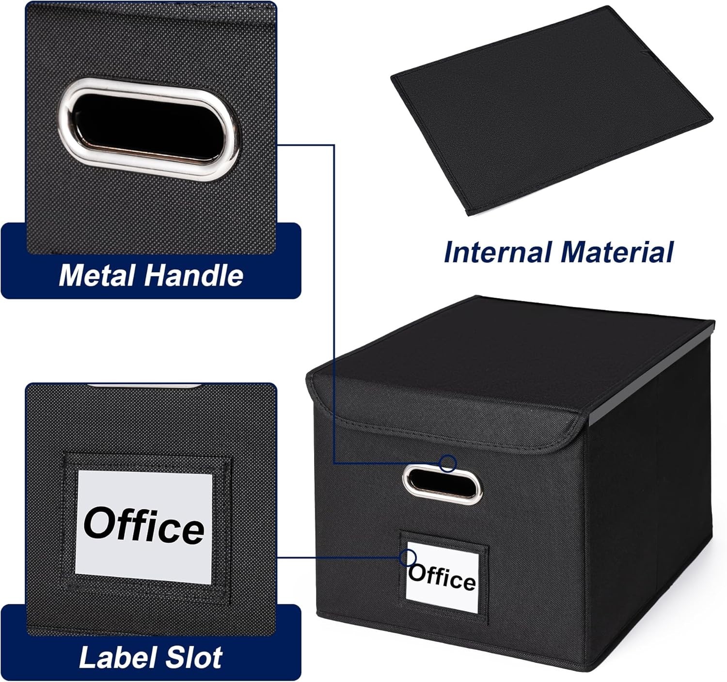 Collapsible File Organizer Box with Lid Large Hanging Folder Storage with Handle