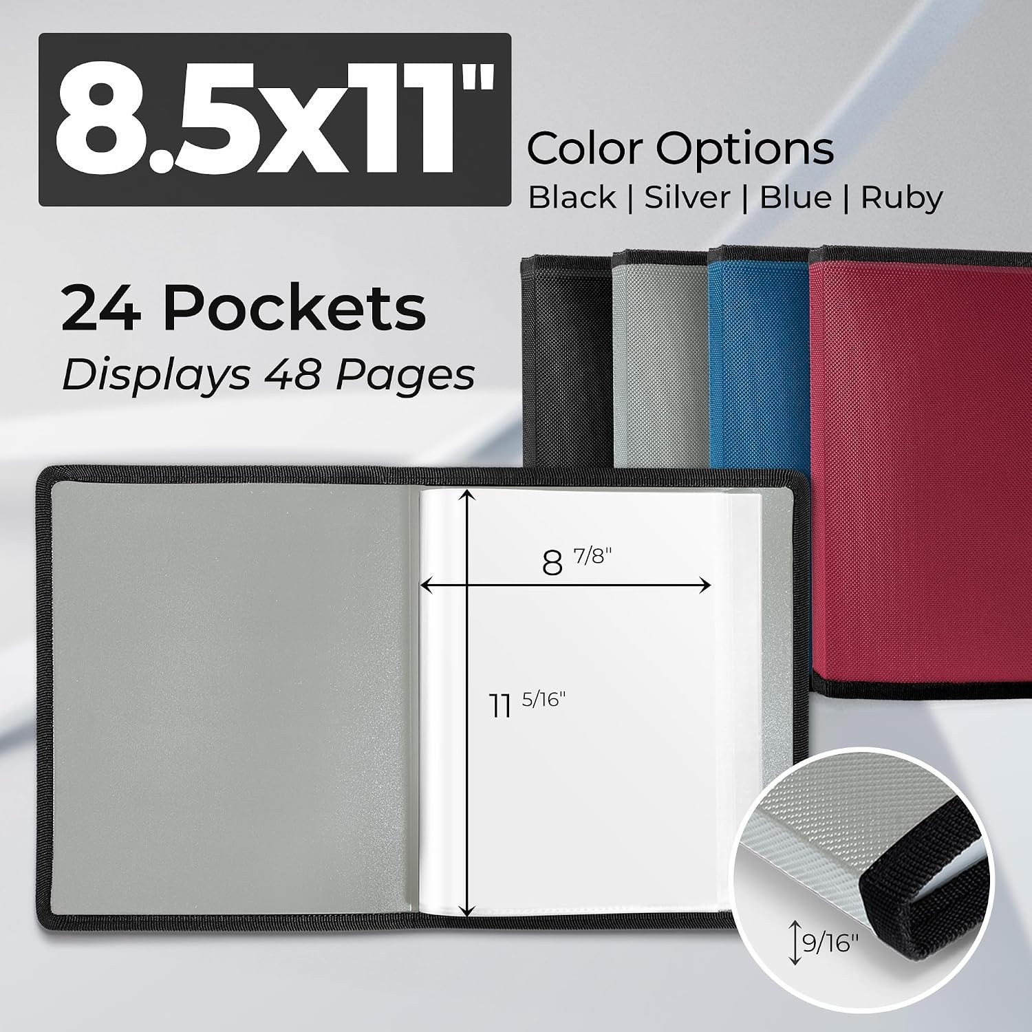 Art Portfolio 8.5×11 Folder (Silver), Mounting Paper, Portfolio Binder for