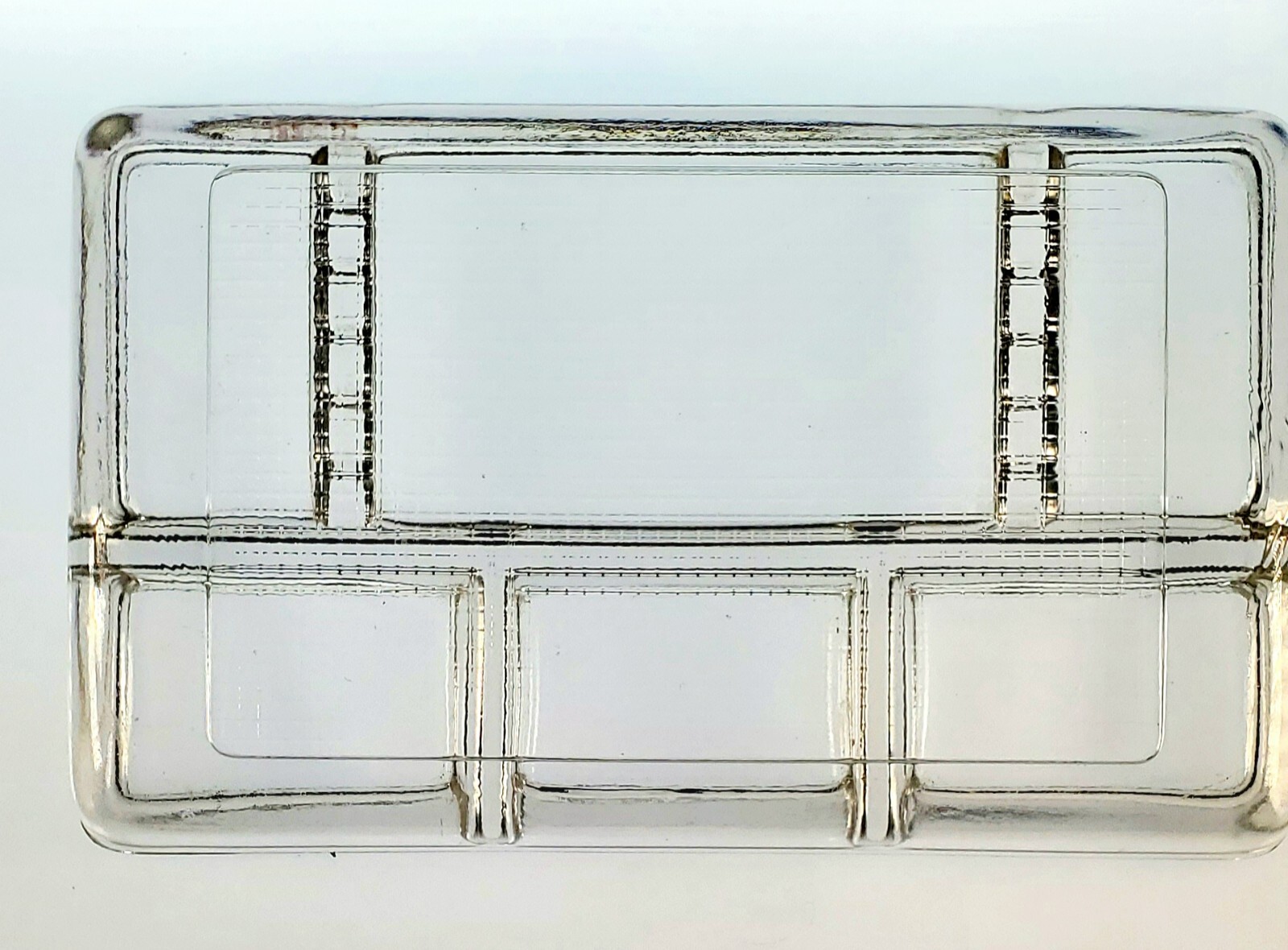 Vintage Heavy Glass Office Organizer 4 Dividers 8.5×5″