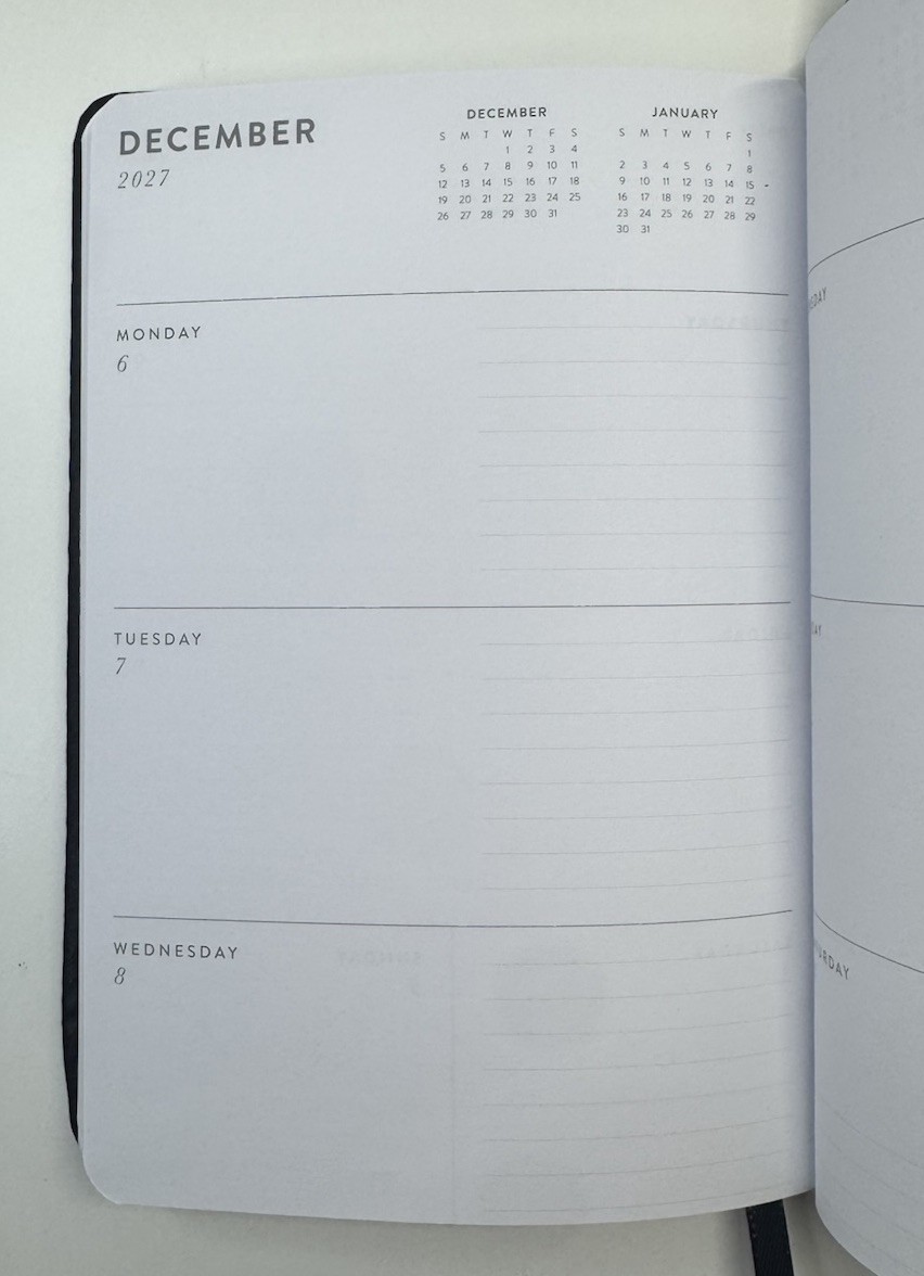 2026-2027 18-Month Calendar Planner Weekly BLACK & GOLD ECCOLO Sz 5×8”
