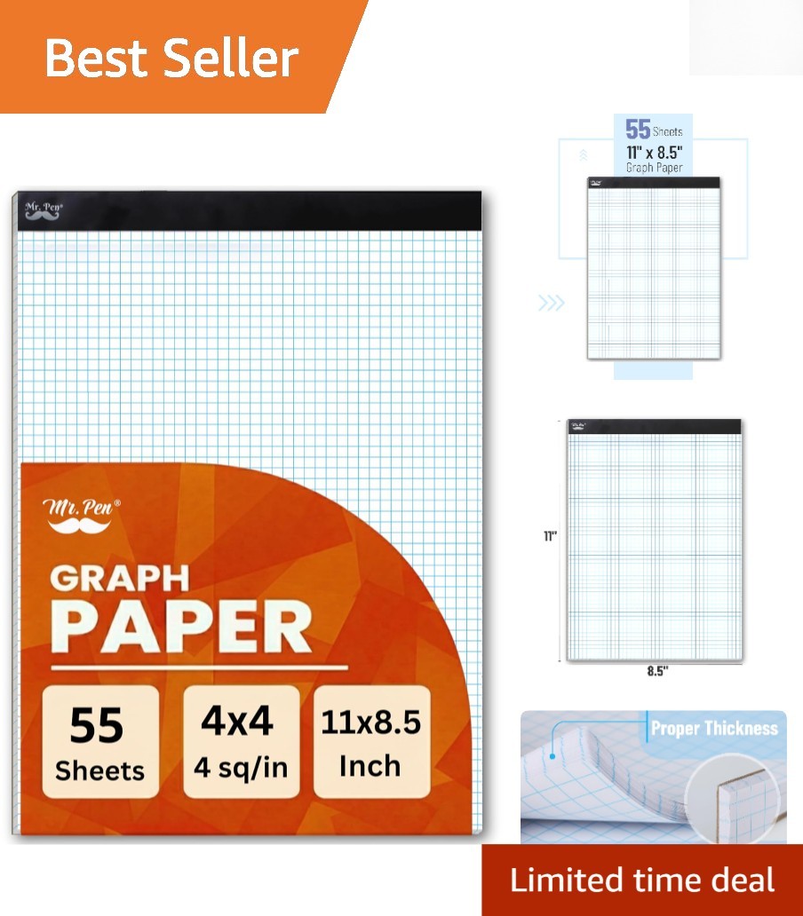 Durable 11×8.5 Graph Paper Pad – 4 Squares per Inch, Ideal for Precision Work
