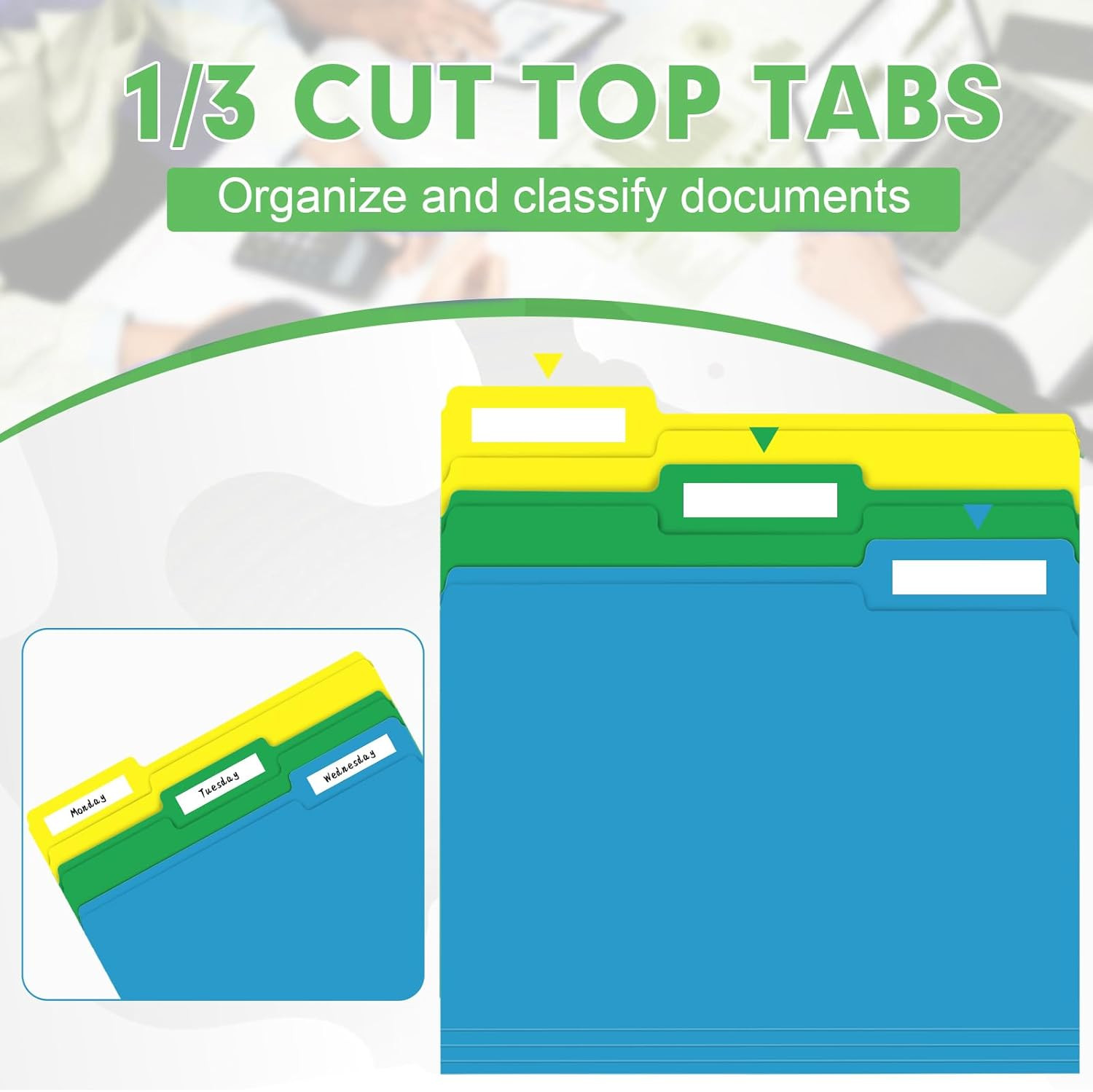 File Folder, 30 Pack 1/3 Cut Tab File Folders, Colored File Folders Designed fo
