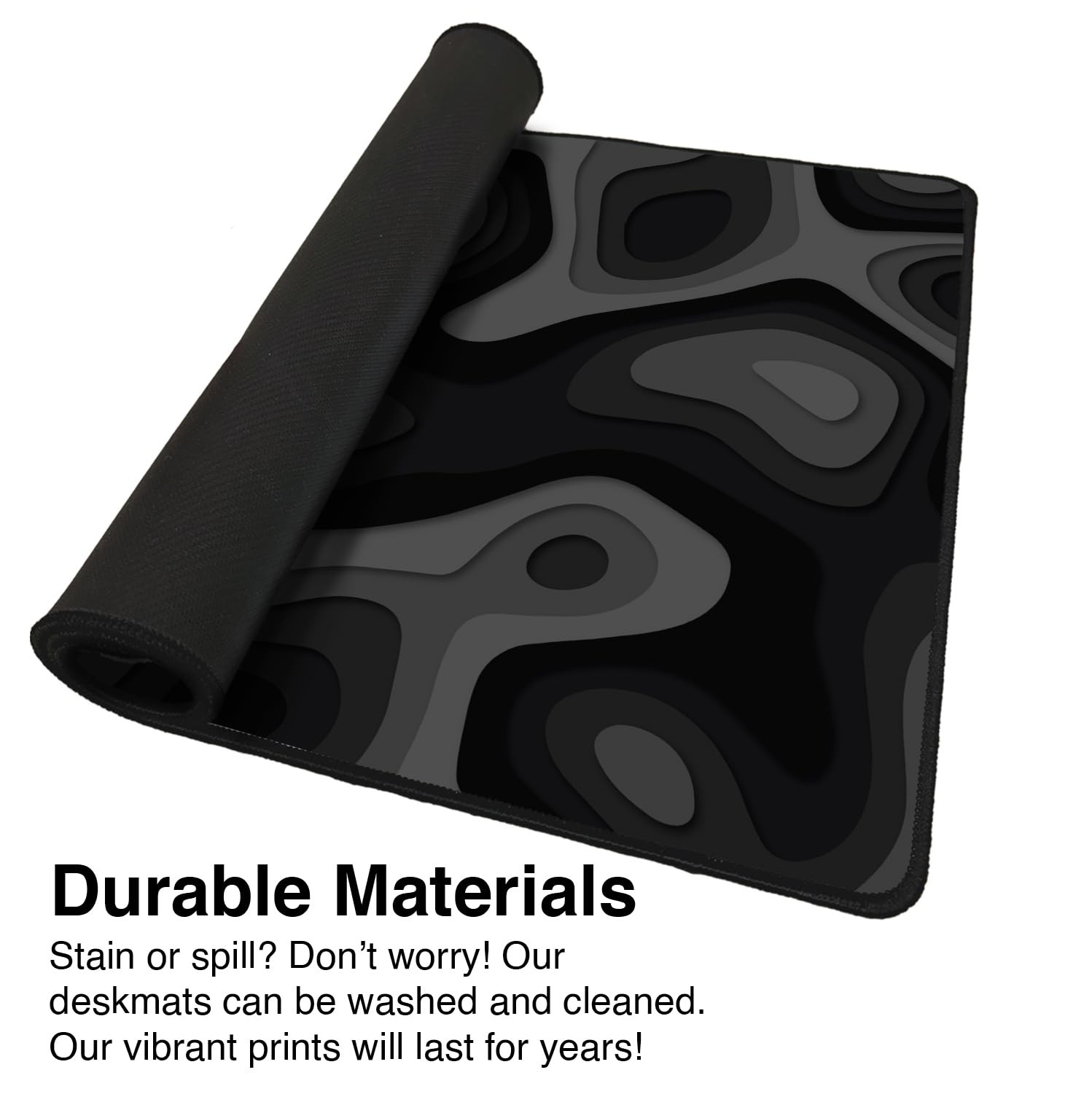 Large Gaming Mouse & Desk Pad with Abstract Pattern, 31 x 15.5 inches, Black