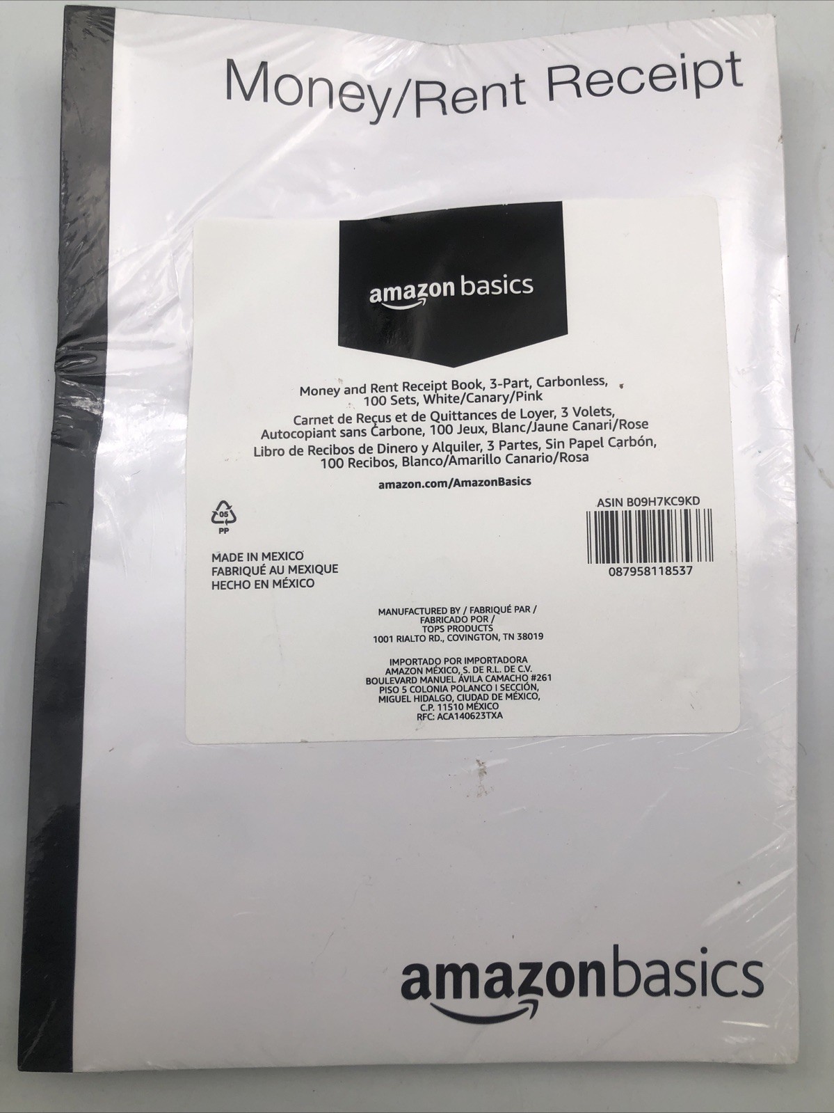 Amazon Basics Money Rent Receipt Book 3 Part Carbonless 100 Sets 11”x7 3/4”