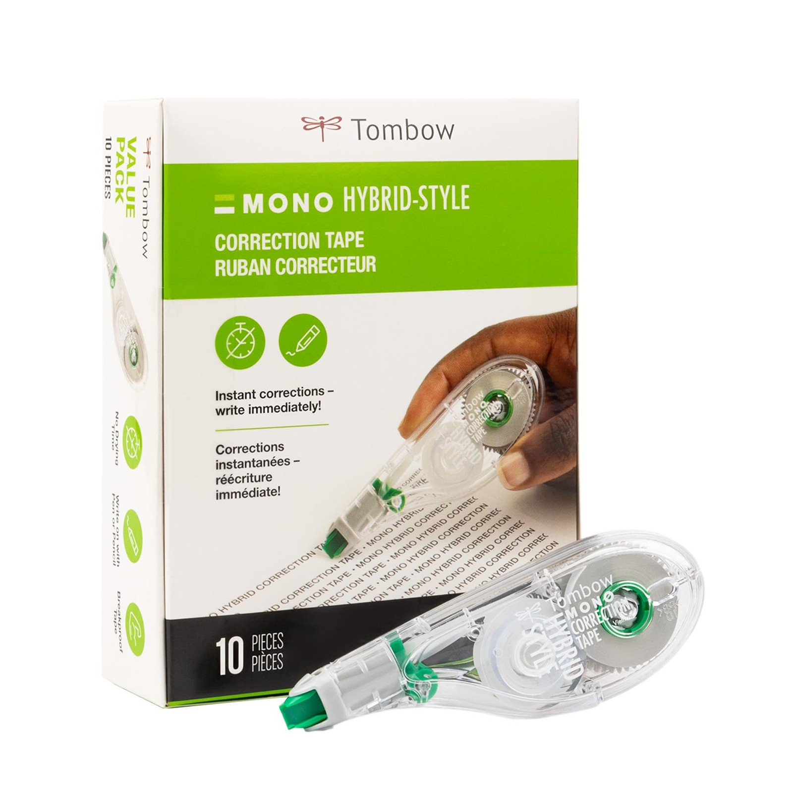 Tombow MONO Hybrid Correction Tape, 10-Pk – Easy & Instant Corrections