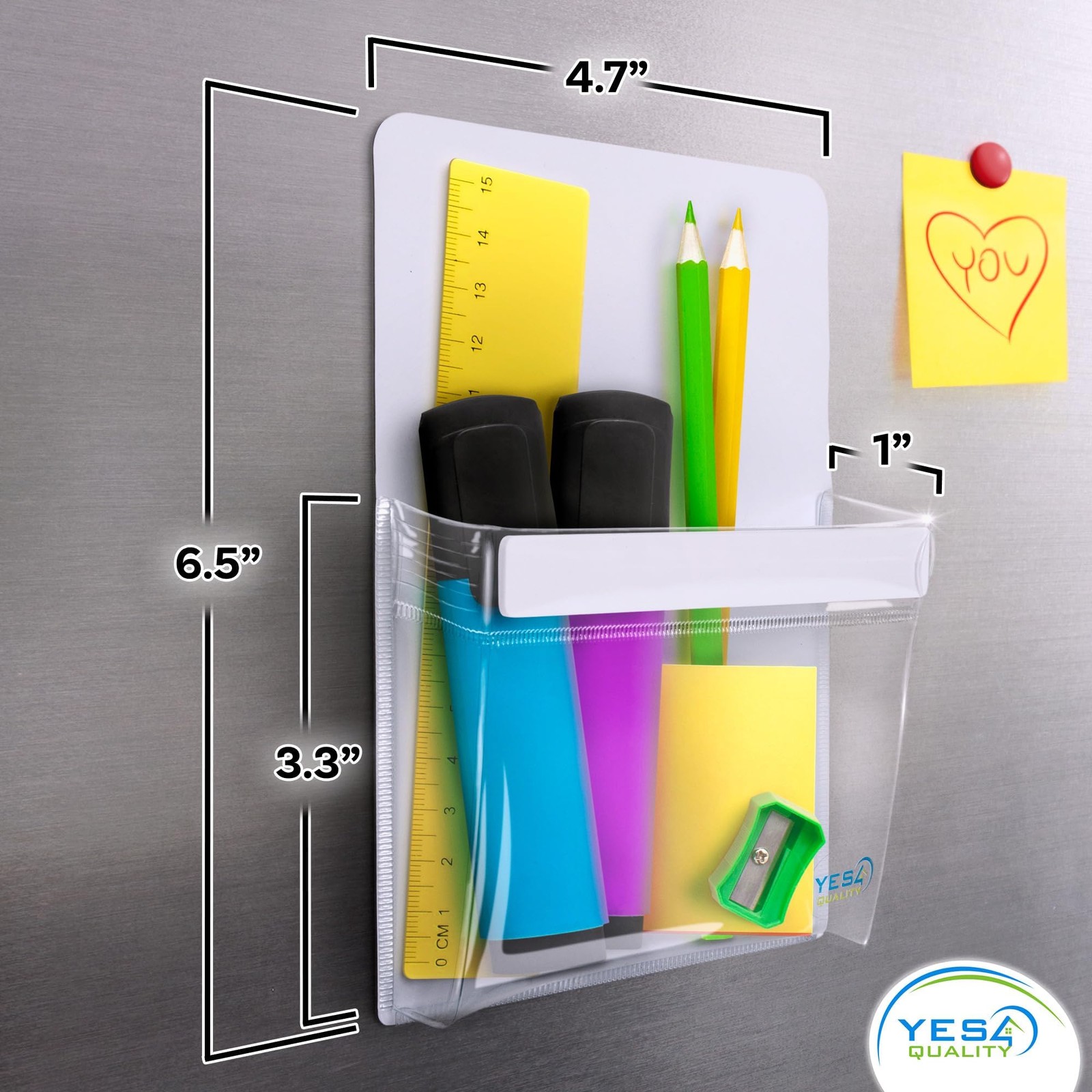 YES4QUALITY Magnetic Pen Holder for Refrigerator with Strong Magnetic Back, D…