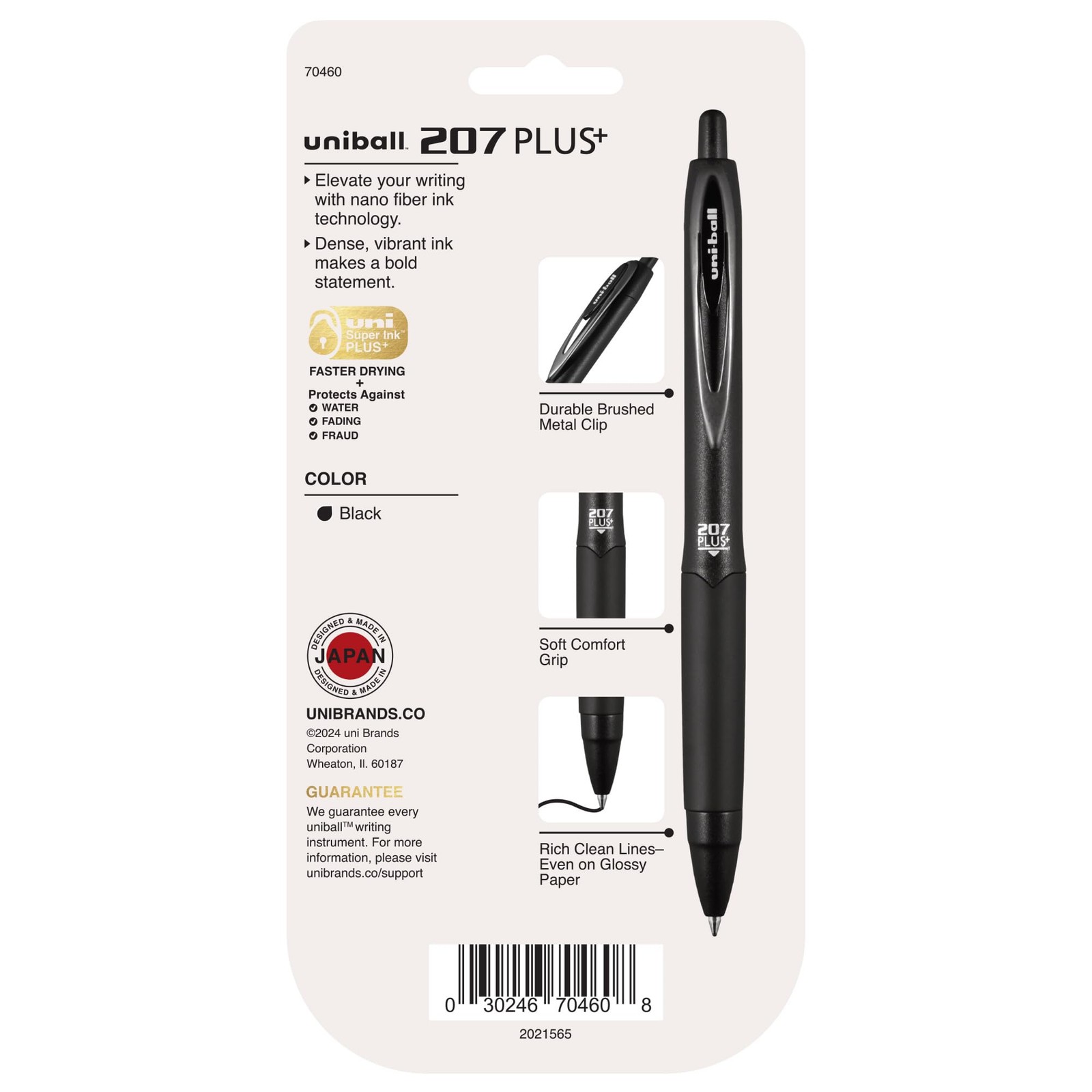 uniball 207 Plus+ Retractable Gel Pens, Medium 1 Count (Pack of 4), Black