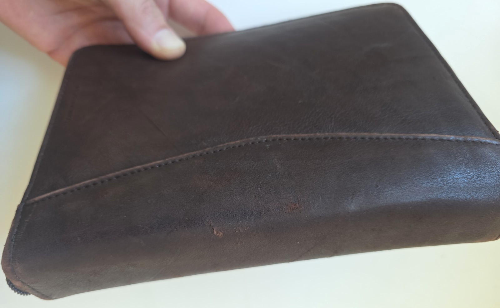 Franklin Covey Brown Top Grain Cowhide Leather Classic Full Zip Binder 6 Ring