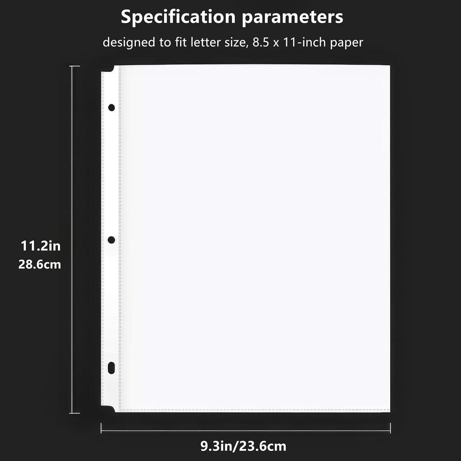 50 Clear Sheet Protectors 8.5×11 Plastic Sleeves for 3-ring Binder Pages