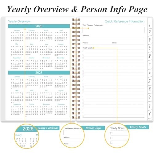 2026 Daily & Monthly Planner – One Page Per Day, 12 Monthly Tabs, 6.4″ x 8.5
