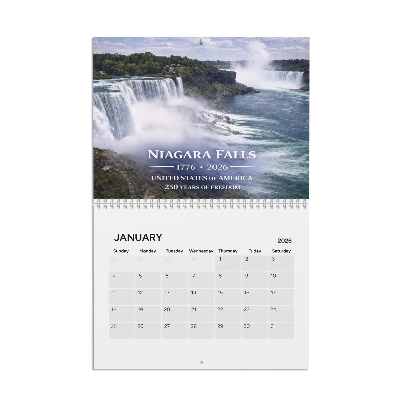 United States Landmarks Calendar 2026 | Niagara Falls, Lincoln Memorial