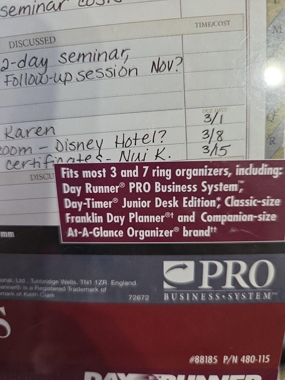 Day Runner CONTACTS Planning Pages Undated 5 1/2″ x 8 1/2” 30 Pages