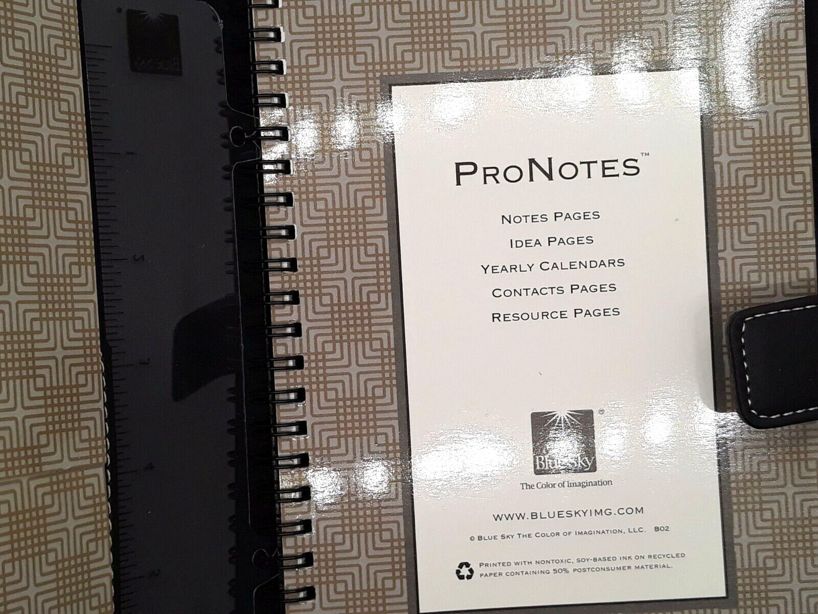Blue Sky Pro Notes Black Notebook / Planner Faux Leather #11224 8 1/2″ x 5″
