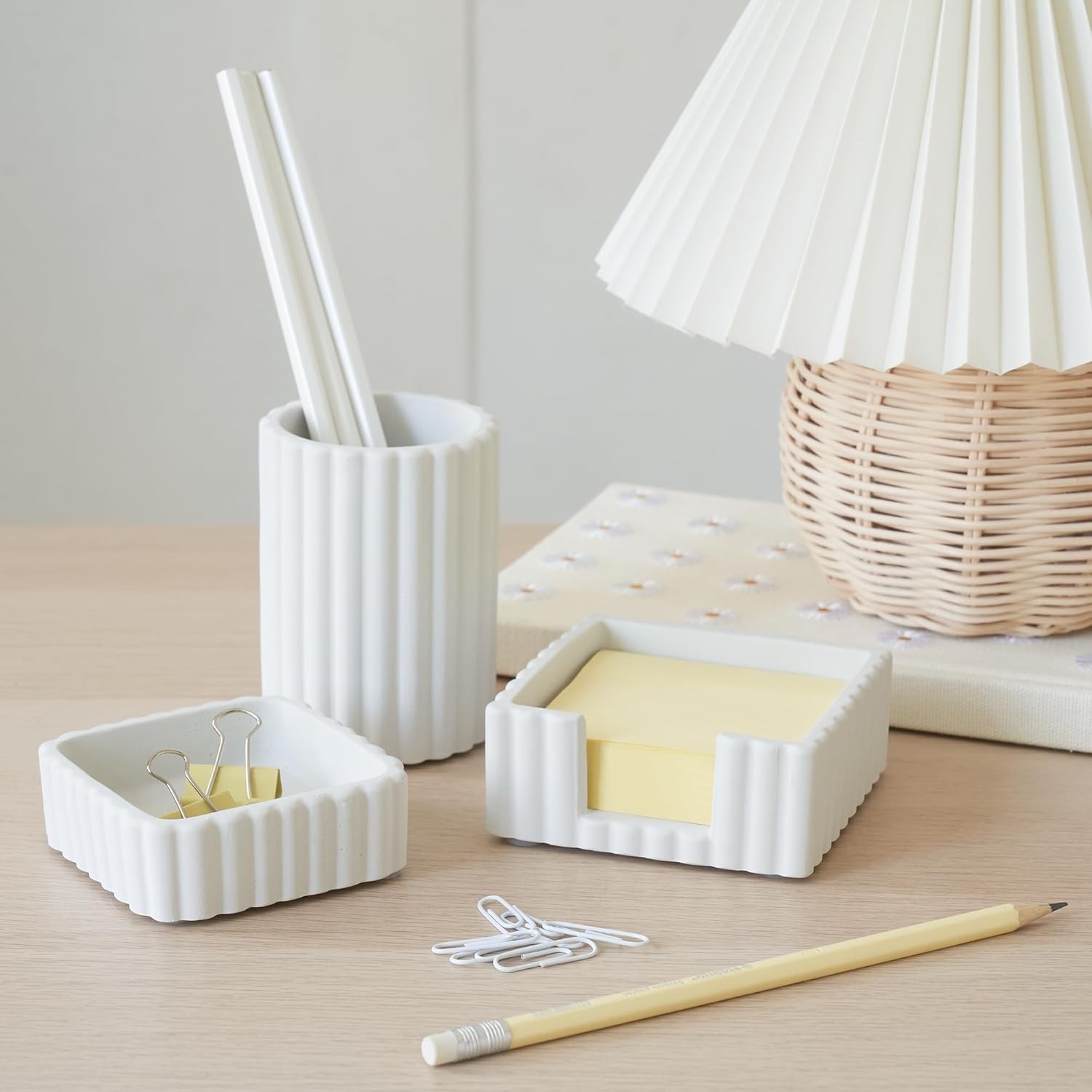 Modern Aesthetic Desk Accessories Set of 3 – Stylish Concrete Organizers for …