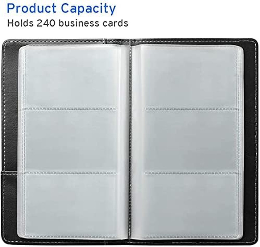 Sooez Leather Professional Business Card Book Holder Organizer, 240 Capacity Cre