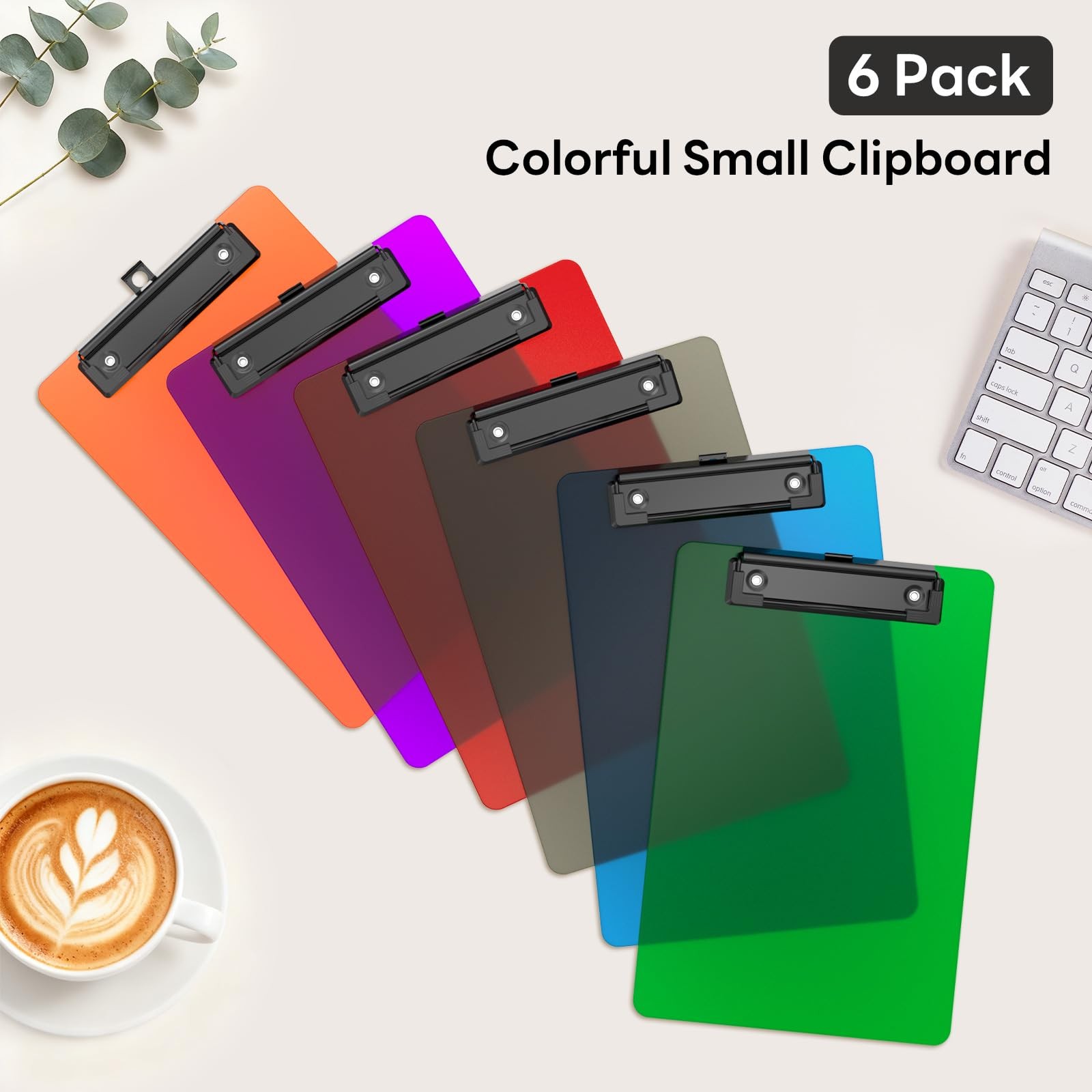 6 PCS Small Colorful Clipboard 9×6 Inch HalfLetter A5 Mini Low Profile Clip