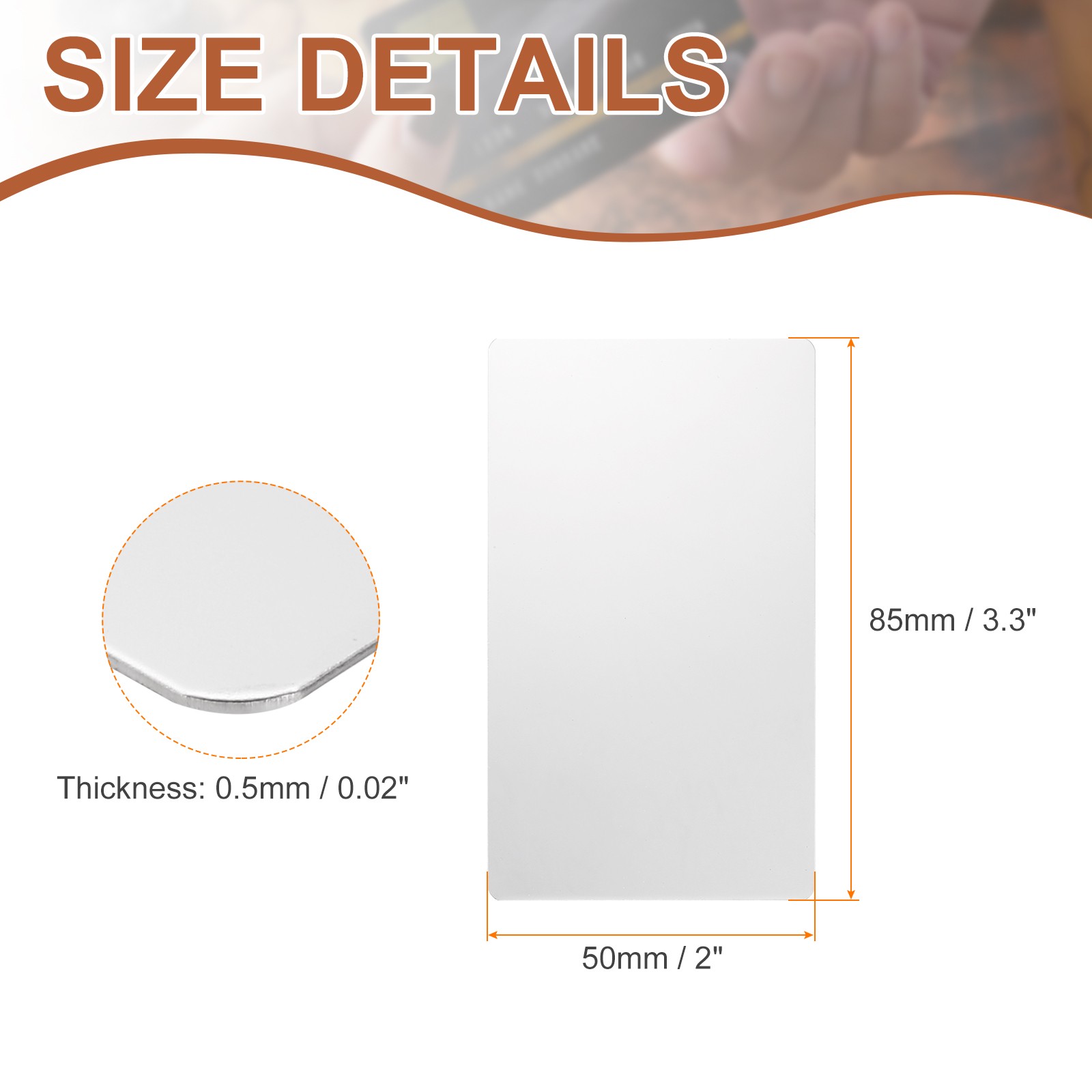 5pcs Metal Business Cards Blanks 3.3x2x0.02 Inch Mirror Laser Engrave White