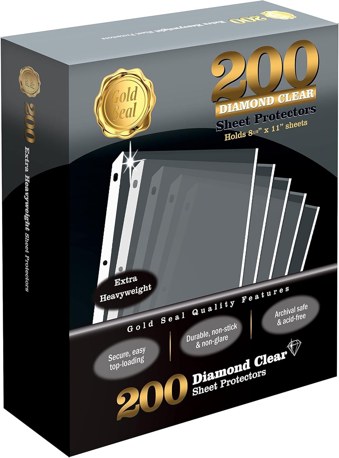 200 Count Diamond Clear Extra Heavyweight Sheet Protectors, 4 mils Strong,8.5…