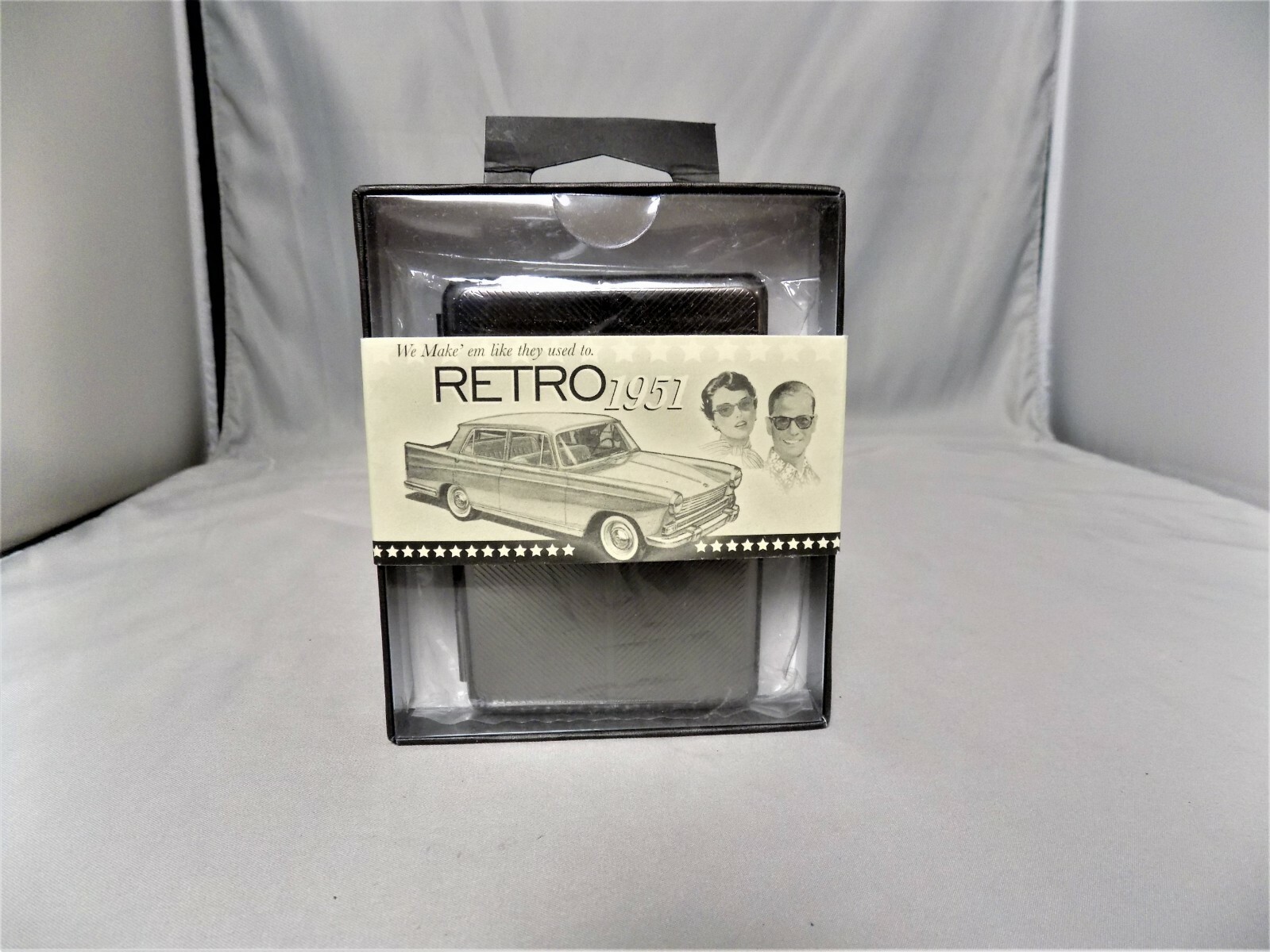 STYLISH RETRO 51 DOUBLE SIDED BUSINESS-ID-CREDIT CARD CASE GUN METAL FINISH NEW
