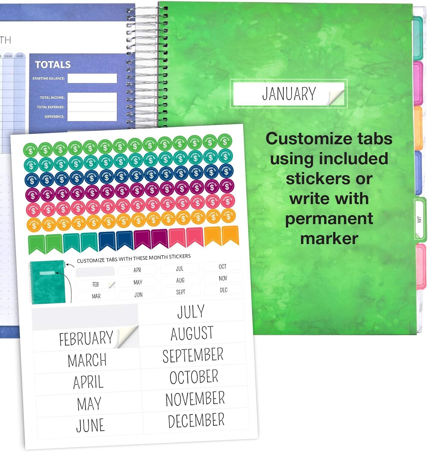 Global Printed Products Budget Planner & Monthly Bill Organizer Large, White