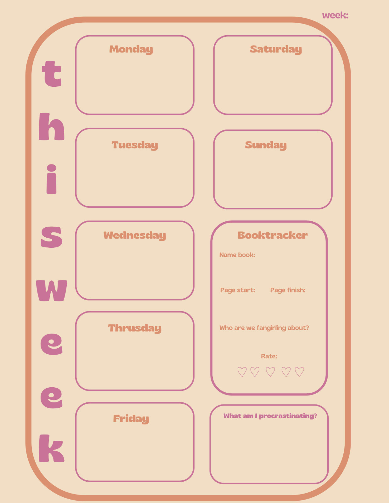 Weekly planner simple pdf file