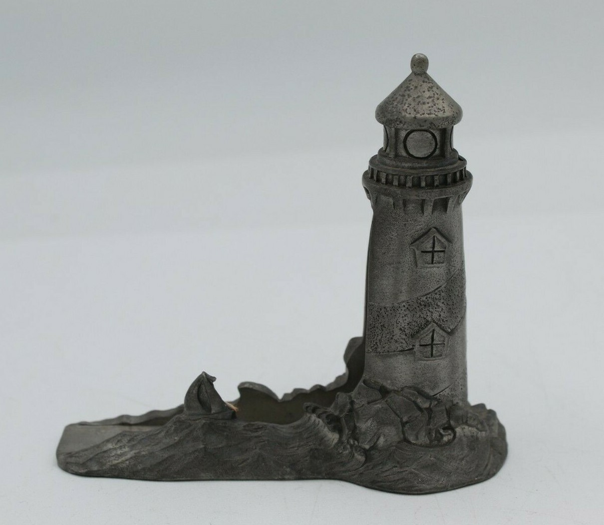 VINTAGE 1997 SEAGULL CANADA ETAIN ZINN PEWTER LIGHTHOUSE BUSINESS CARD HOLDER