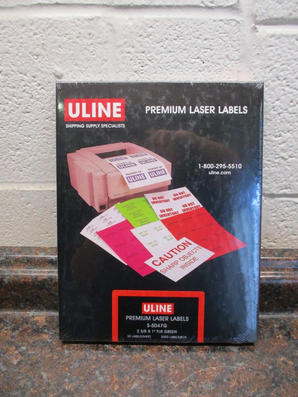 ULINE S-5047G Premium 3000 Green Self-Stick 2 5/8 X 1” Laser Mailing Labels